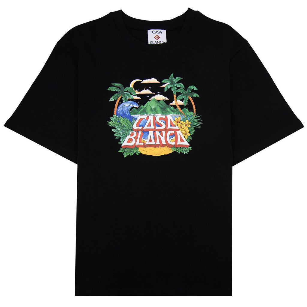 Casablanca Casa Beach Wave Printed T Shirt Heavy Black