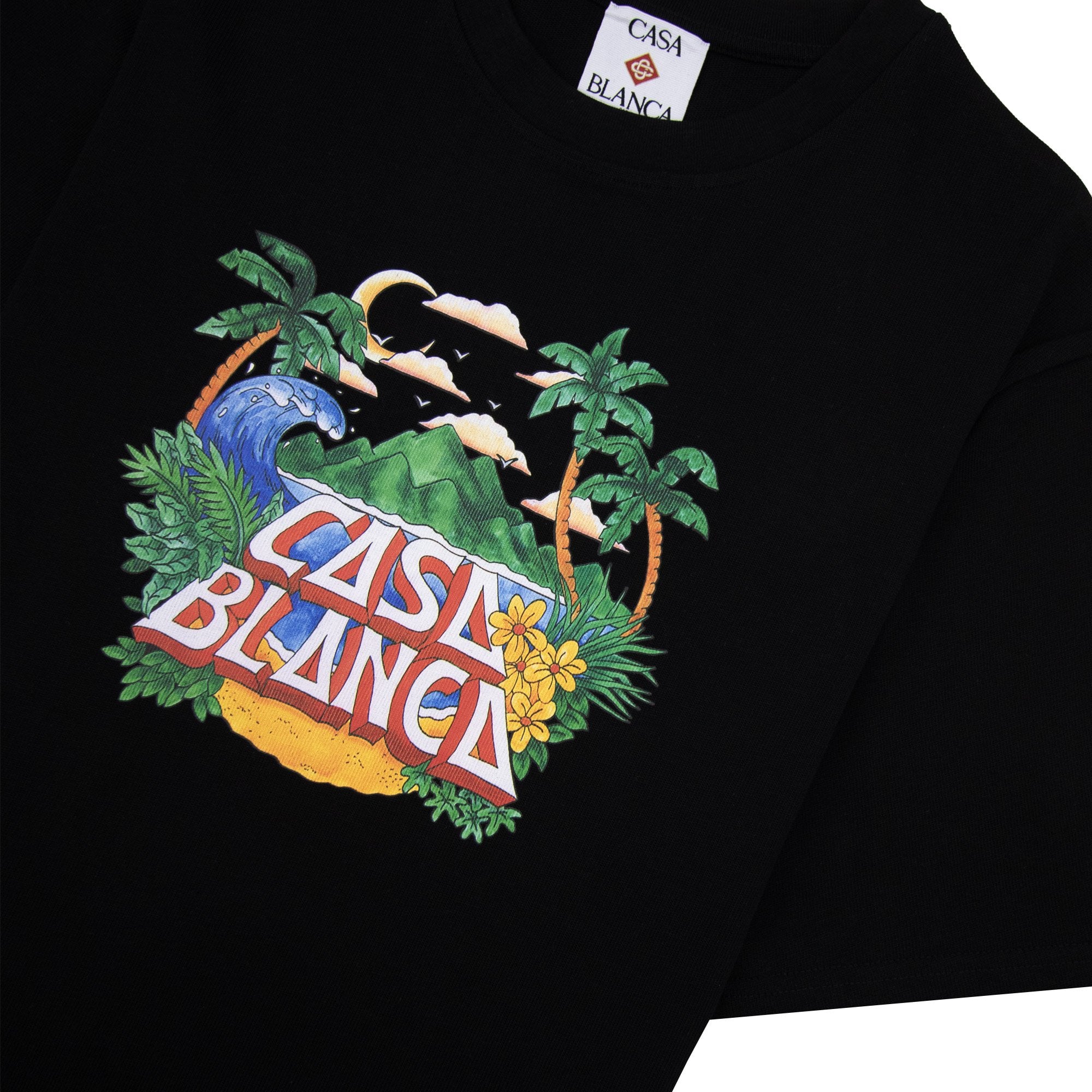 Casablanca Casa Beach Wave Printed T Shirt Heavy Black