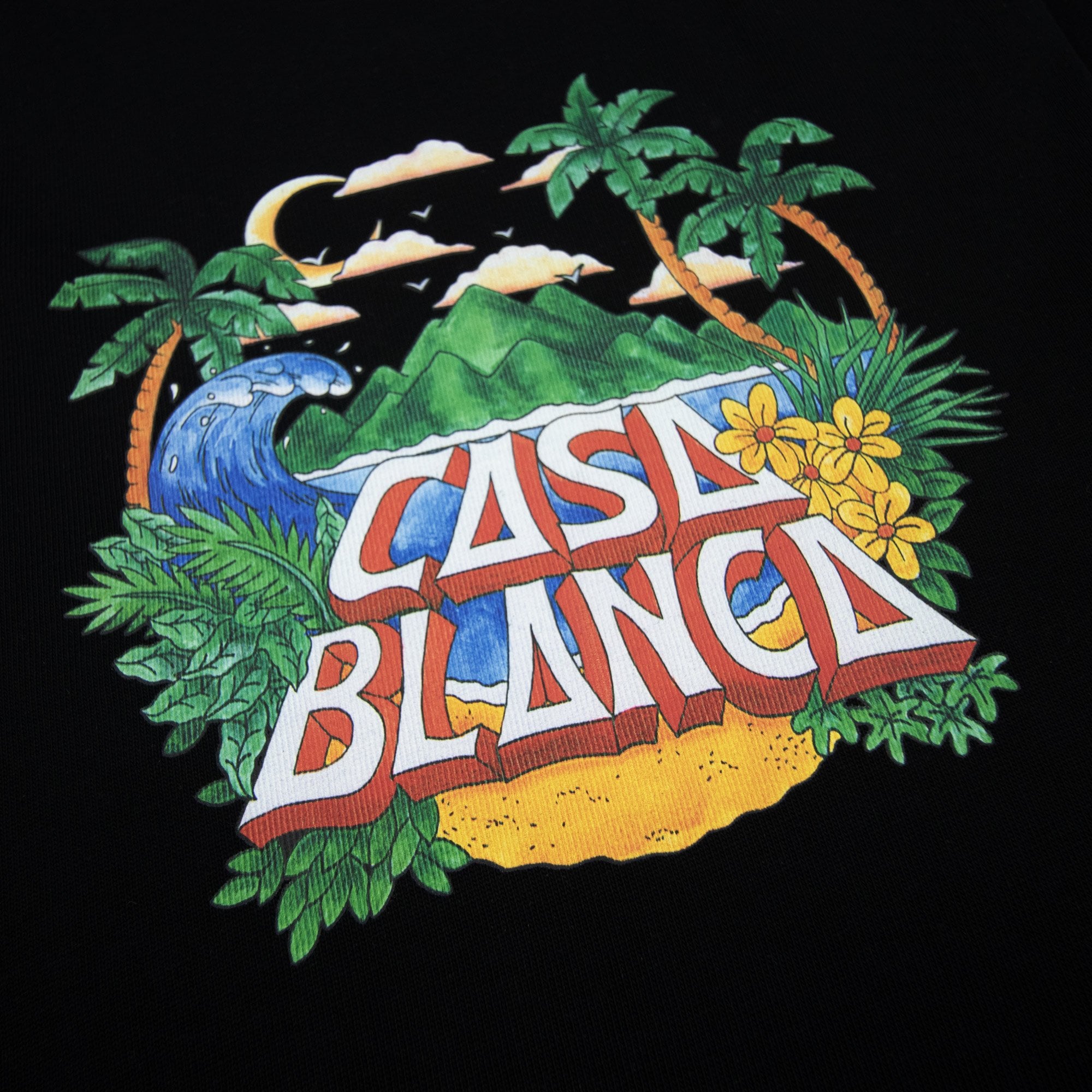 Casablanca Casa Beach Wave Printed T Shirt Heavy Black
