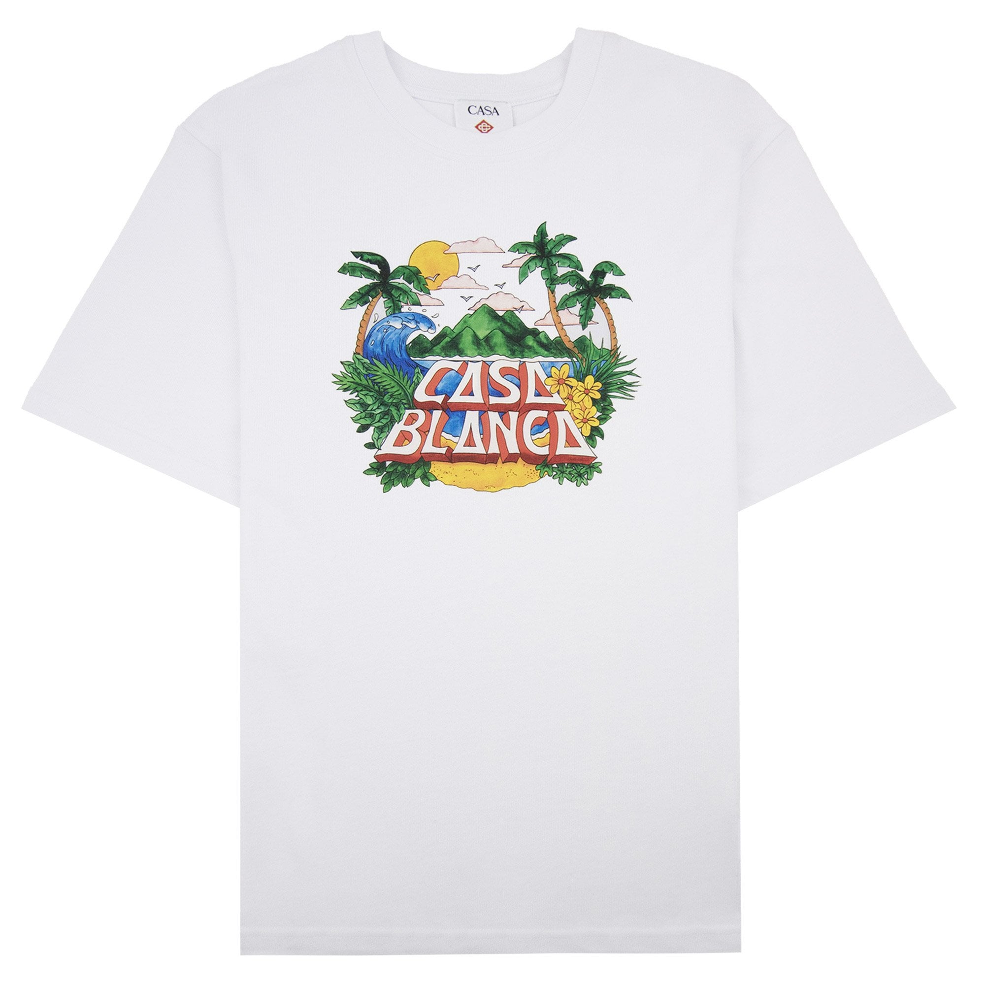 Casablanca Casa Beach Wave Printed T Shirt White