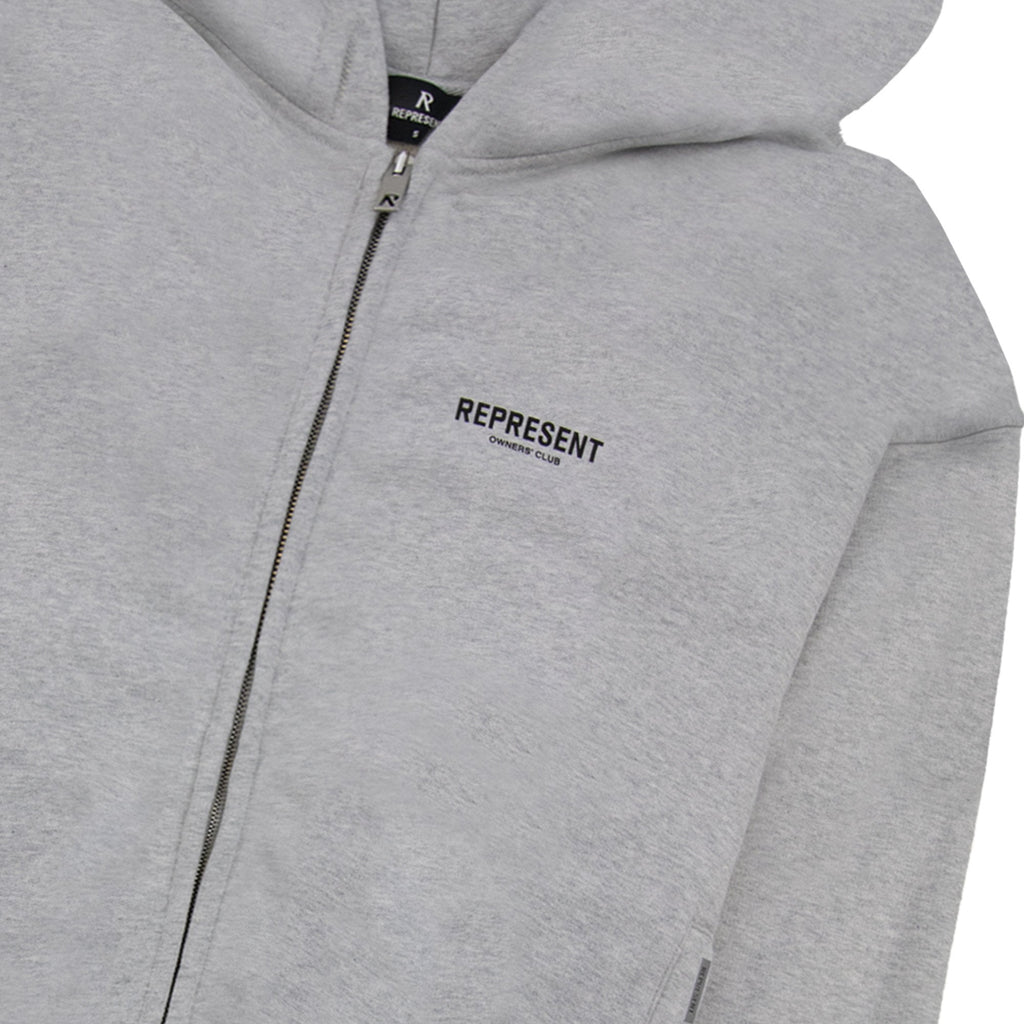 Represent Owners Club Zip Hoodie Ash Grey/black