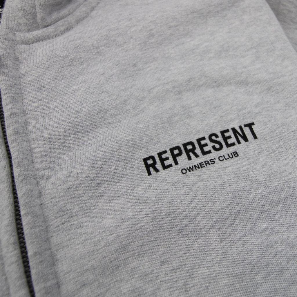 Represent Owners Club Zip Hoodie Ash Grey/black