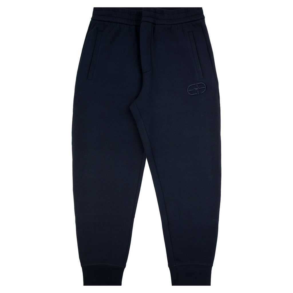 Emporio Armani Double-jersey Joggers With Embossed Embroidered Ea Logo Blue Navy