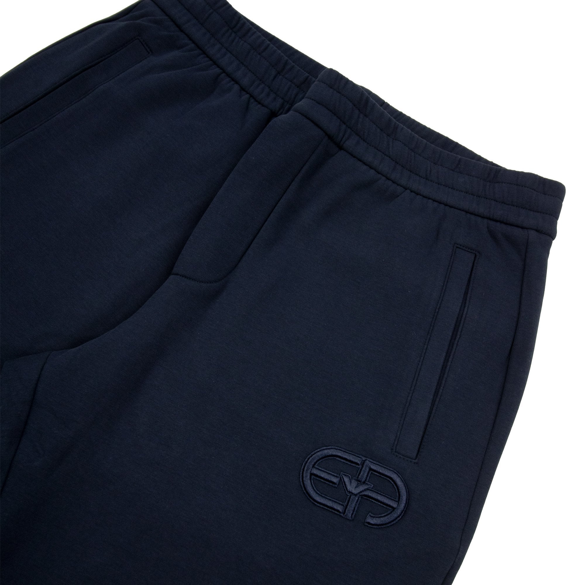 Emporio Armani Double-jersey Joggers With Embossed Embroidered Ea Logo Blue Navy