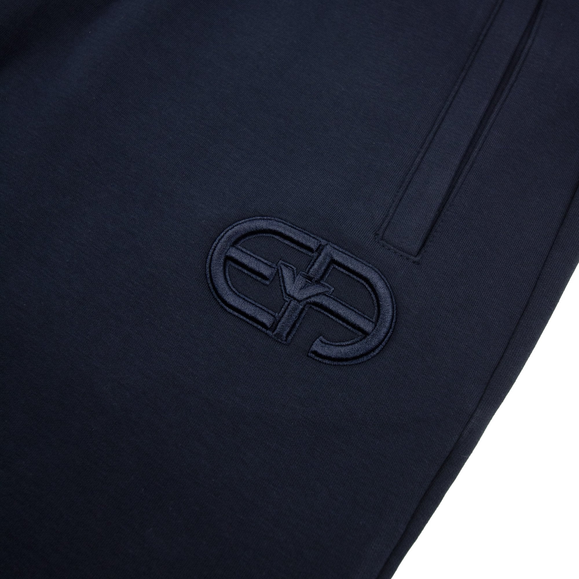 Emporio Armani Double-jersey Joggers With Embossed Embroidered Ea Logo Blue Navy