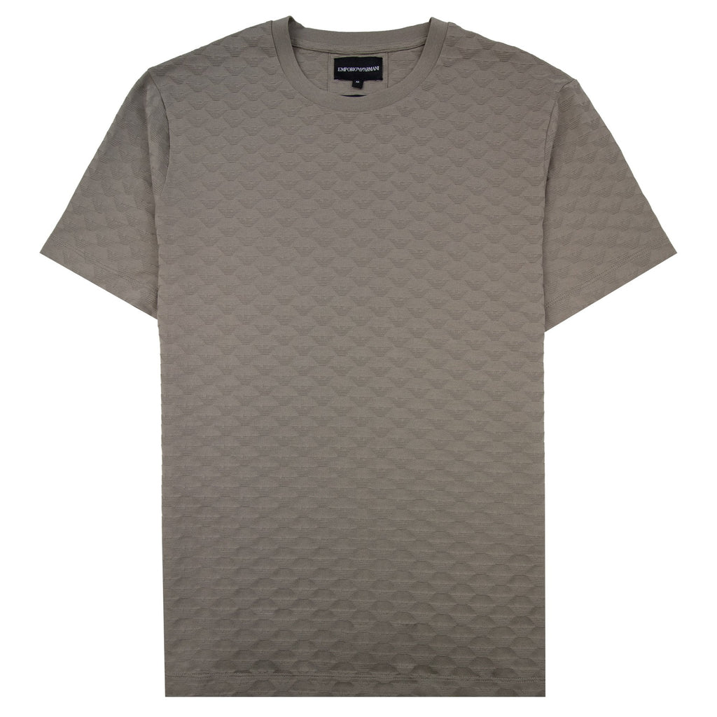 Emporio Armani All Over Jacquard Eagle Logo T Shirt Roasted Cashew