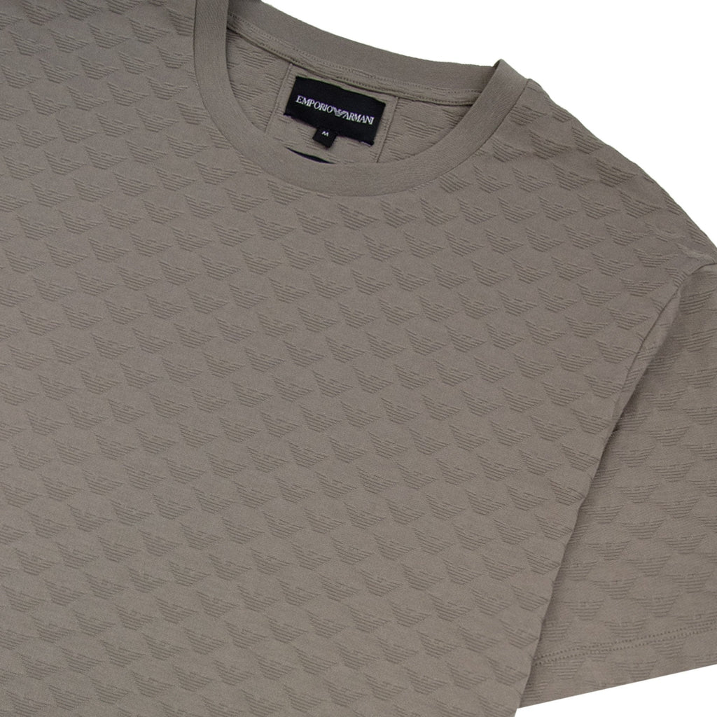 Emporio Armani All Over Jacquard Eagle Logo T Shirt Roasted Cashew