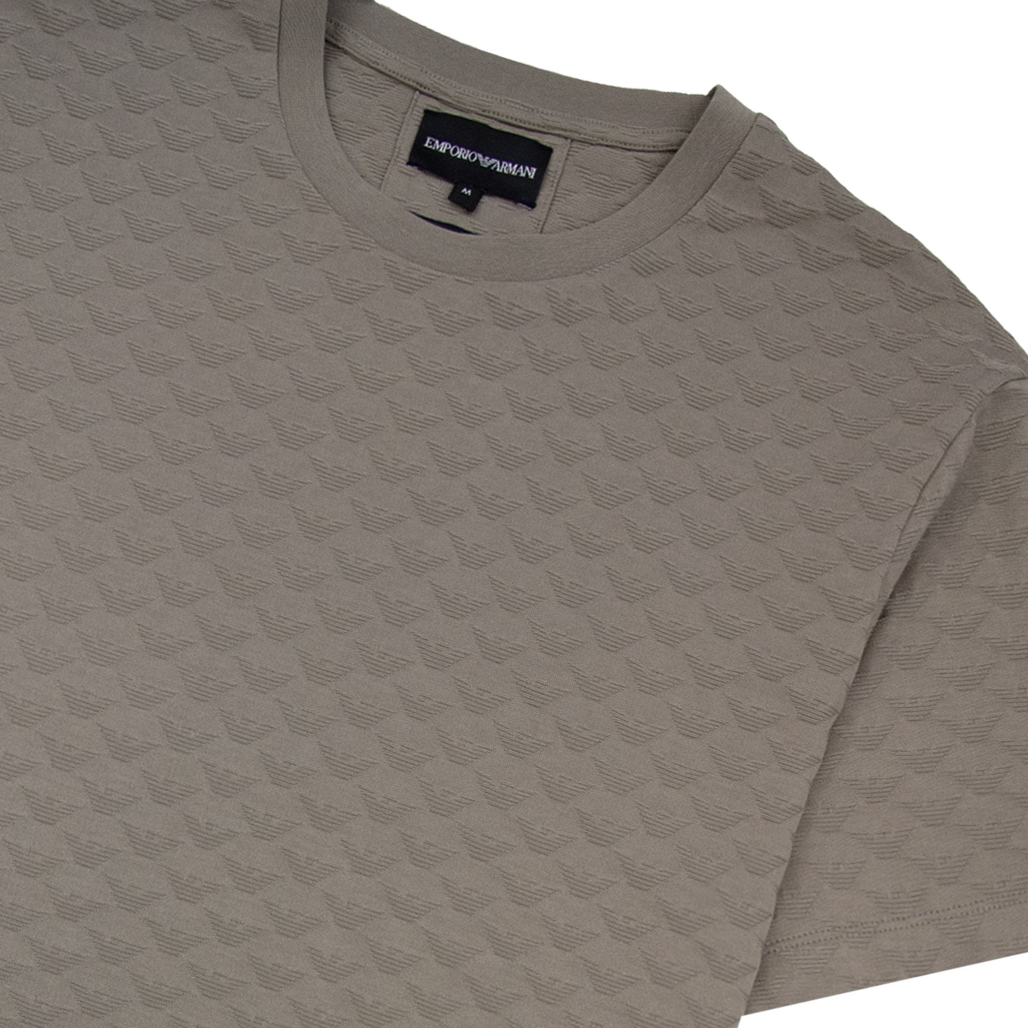 Emporio Armani All Over Jacquard Eagle Logo T Shirt Roasted Cashew