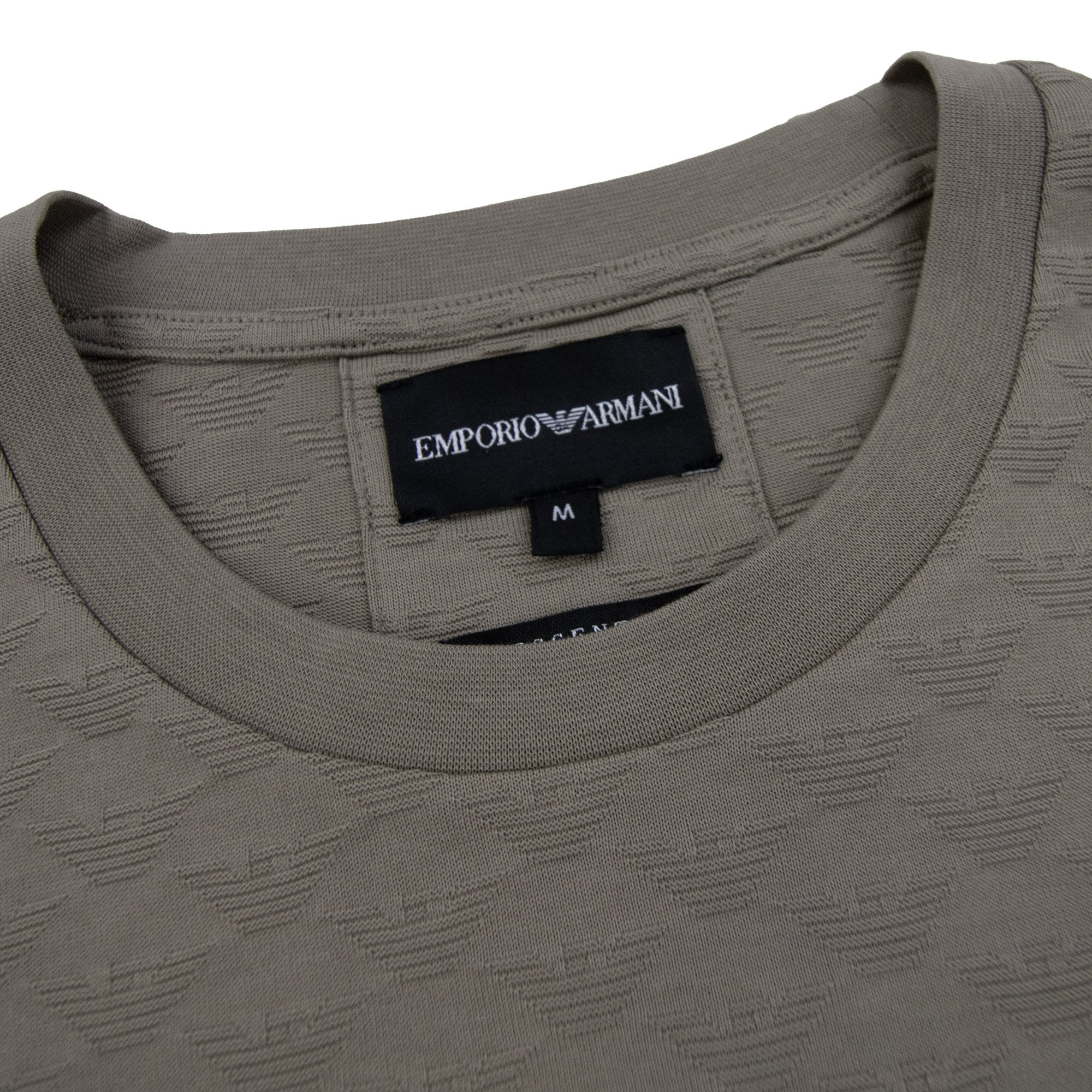 Emporio Armani All Over Jacquard Eagle Logo T Shirt Roasted Cashew