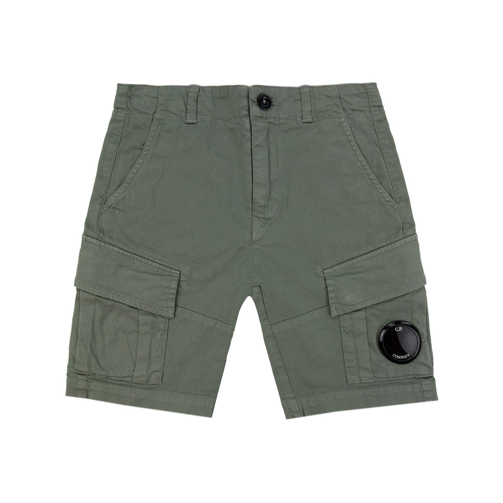 Cp Company Undersixteen U16 Stretch Sateen Lens Cargo Shorts Green 669