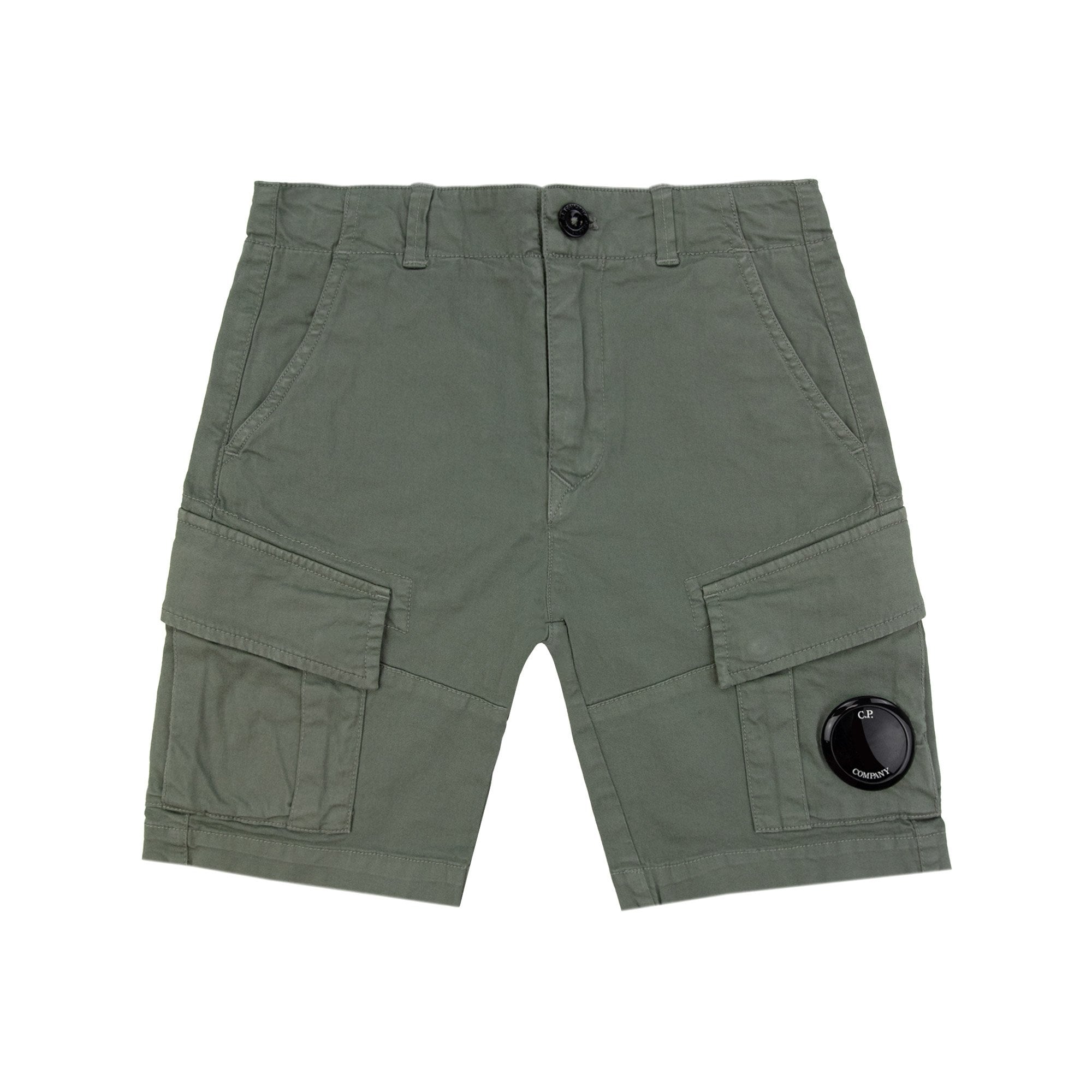 Cp Company Undersixteen U16 Stretch Sateen Lens Cargo Shorts Green 669