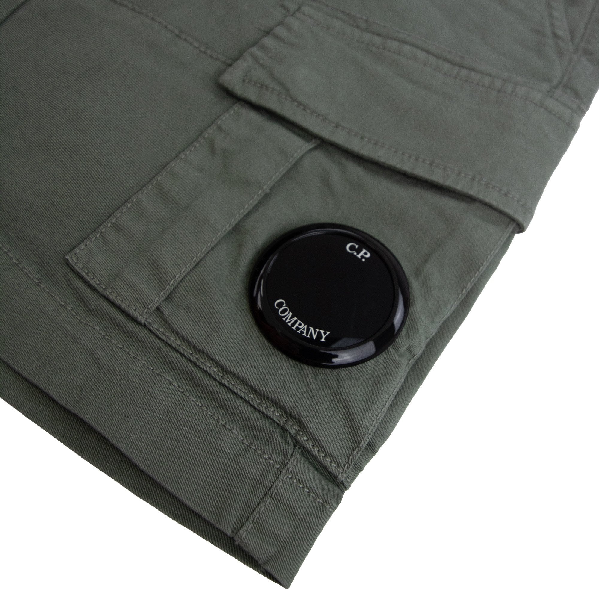 Cp Company Undersixteen U16 Stretch Sateen Lens Cargo Shorts Green 669