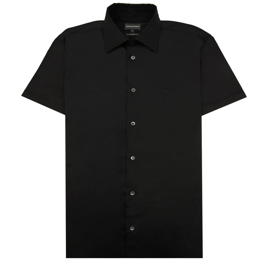 Emporio Armani Short-sleeved Stretch Nylon-blend Shirt Nero