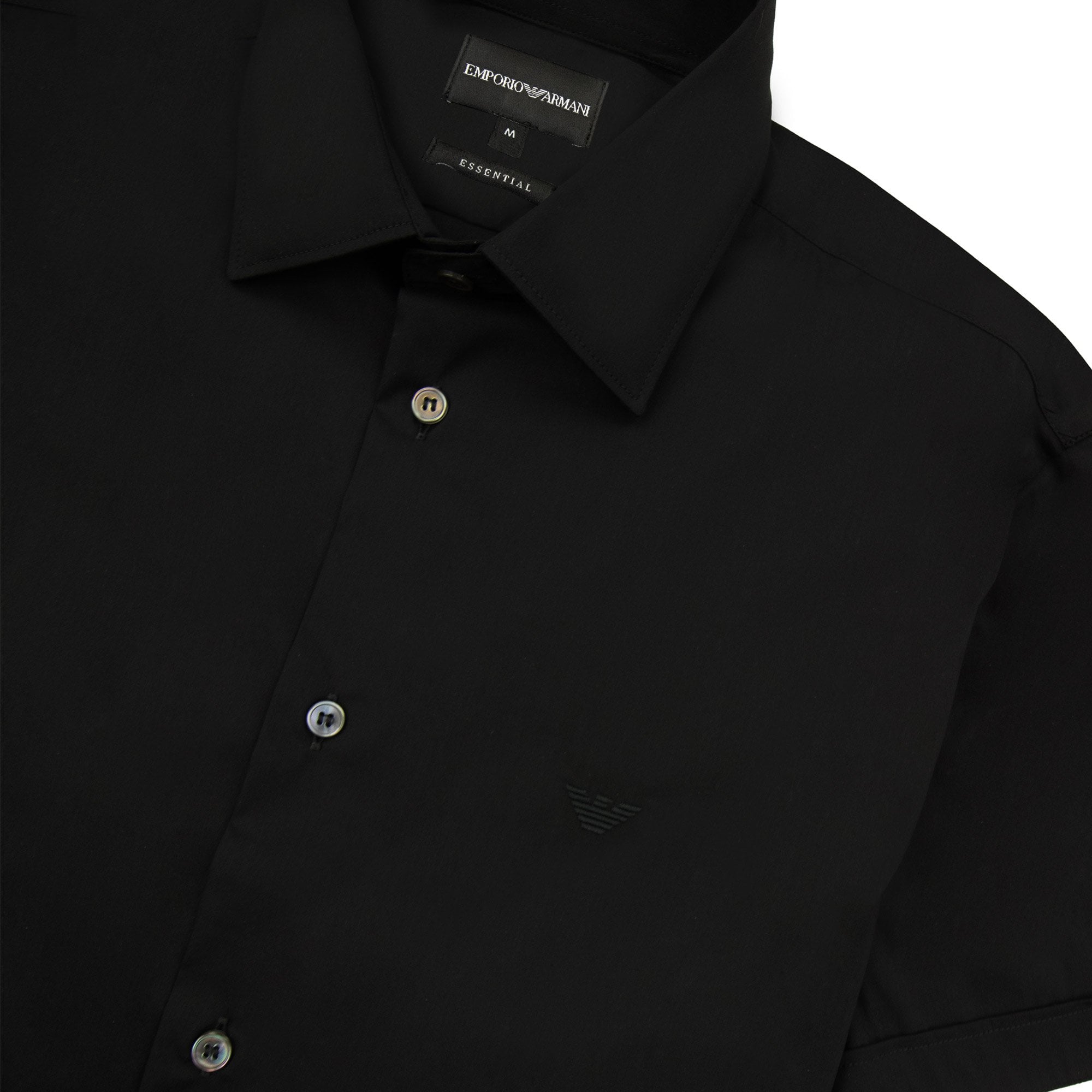 Emporio Armani Short-sleeved Stretch Nylon-blend Shirt Nero
