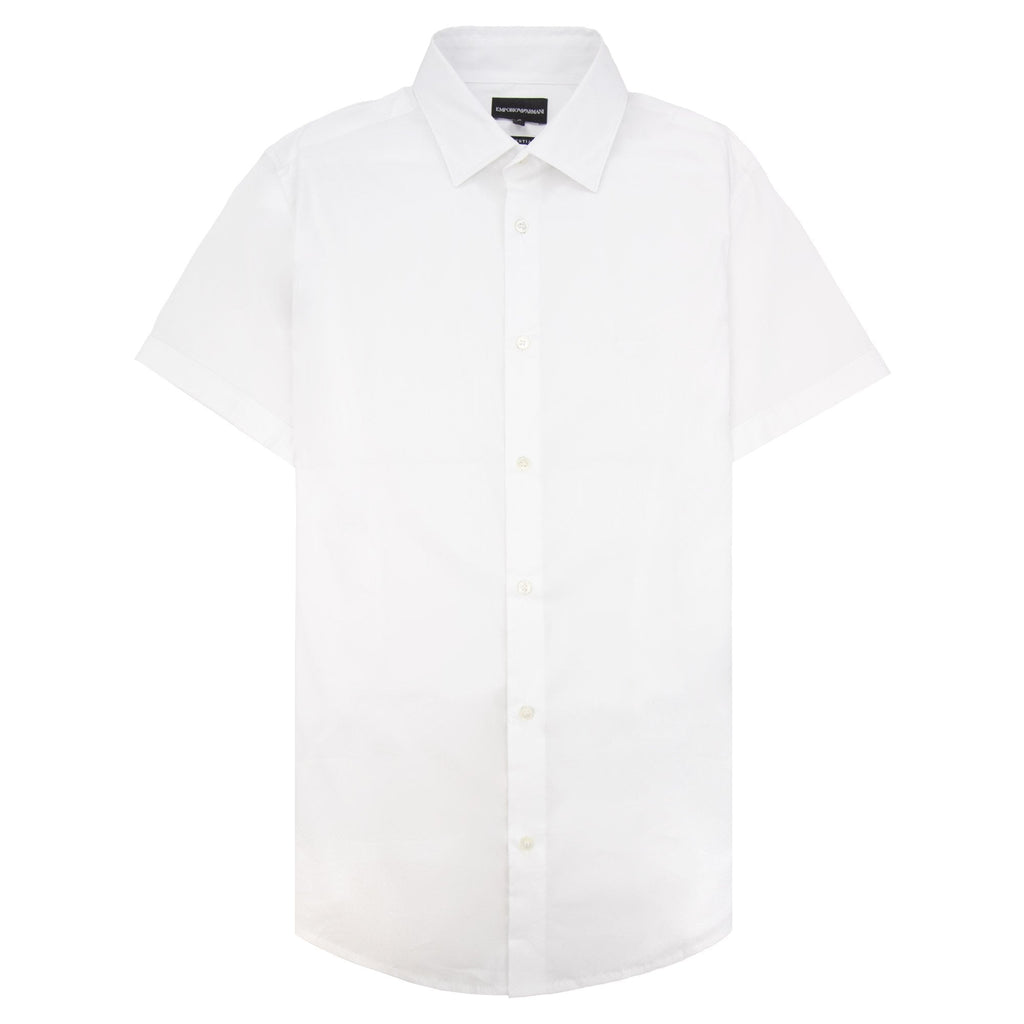 Emporio Armani Short-sleeved Stretch Nylon-blend Shirt Bianco