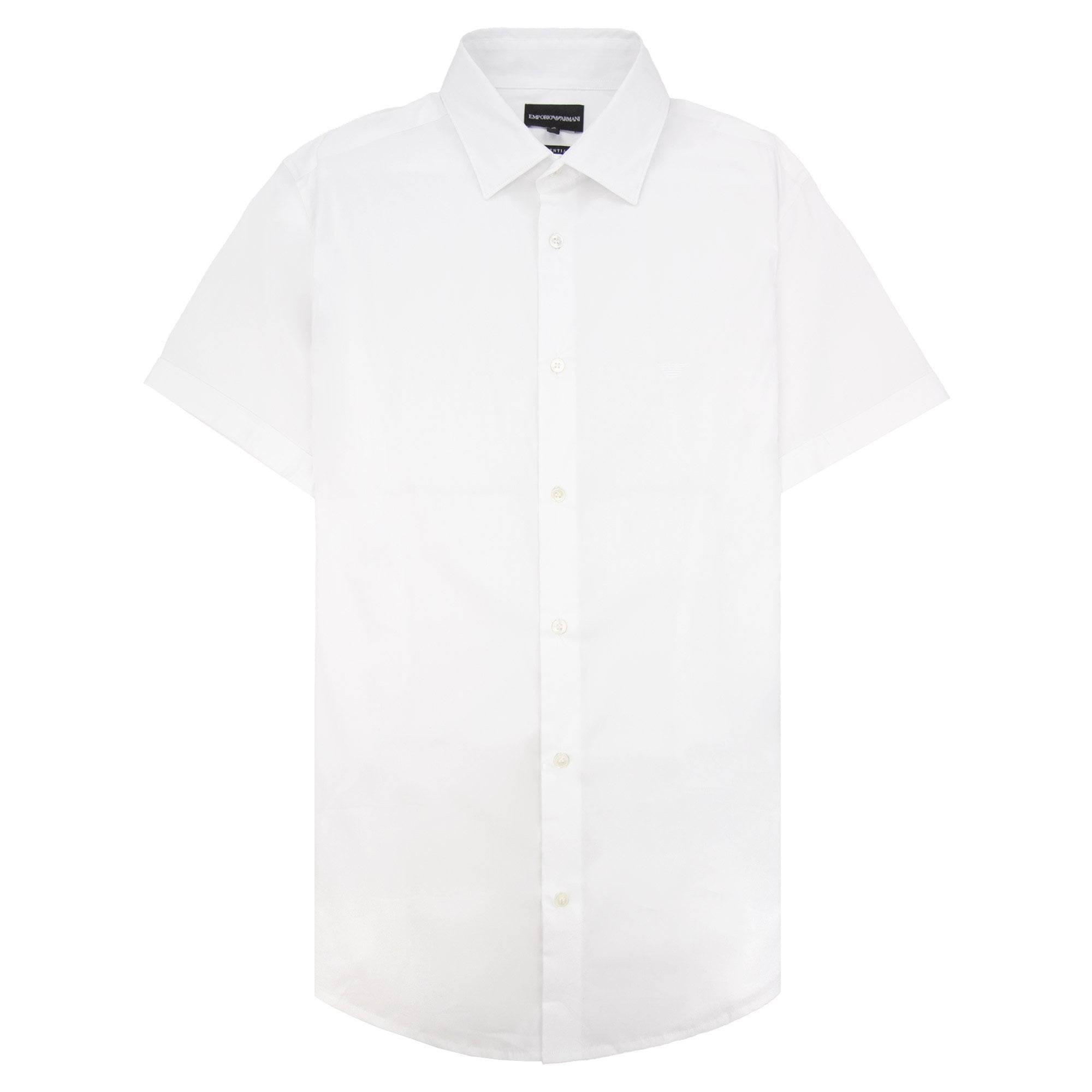 Emporio Armani Short-sleeved Stretch Nylon-blend Shirt Bianco