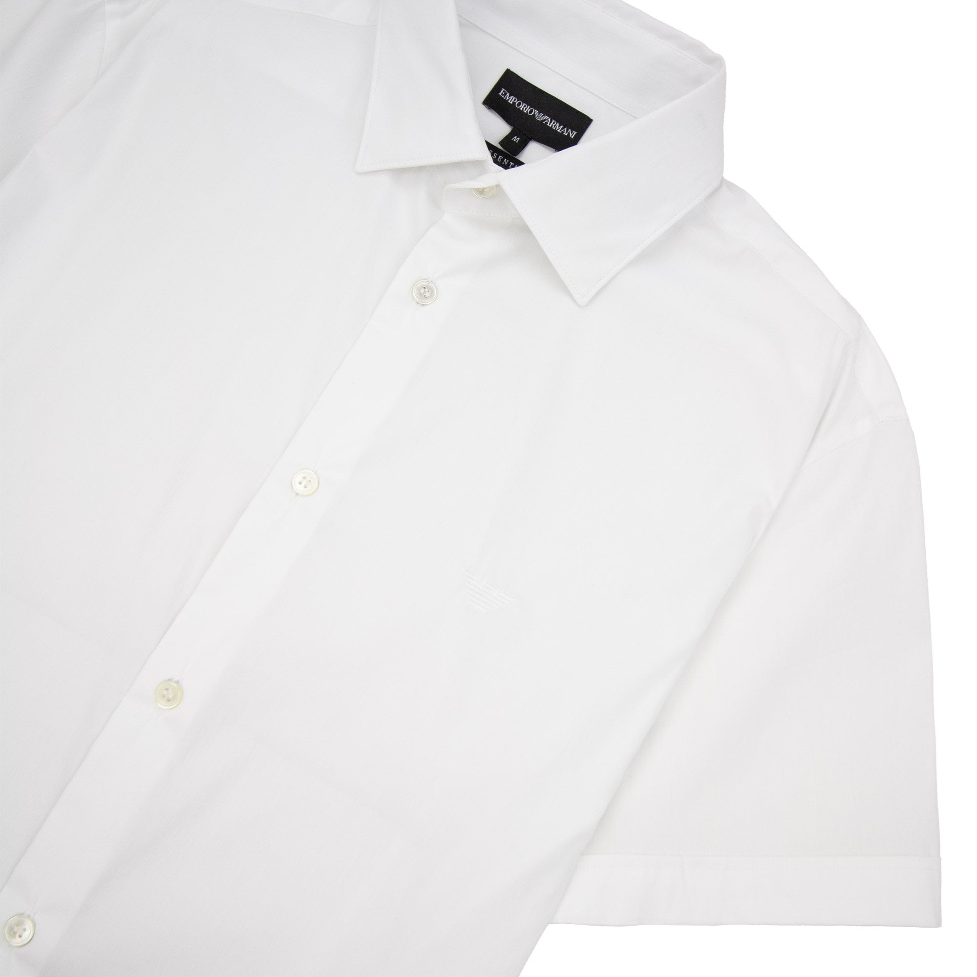 Emporio Armani Short-sleeved Stretch Nylon-blend Shirt Bianco