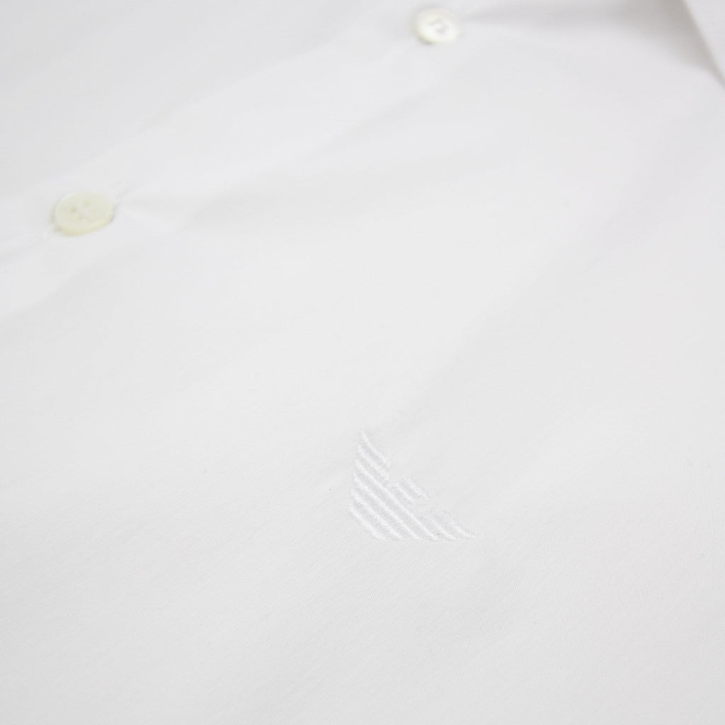 Emporio Armani Short-sleeved Stretch Nylon-blend Shirt Bianco