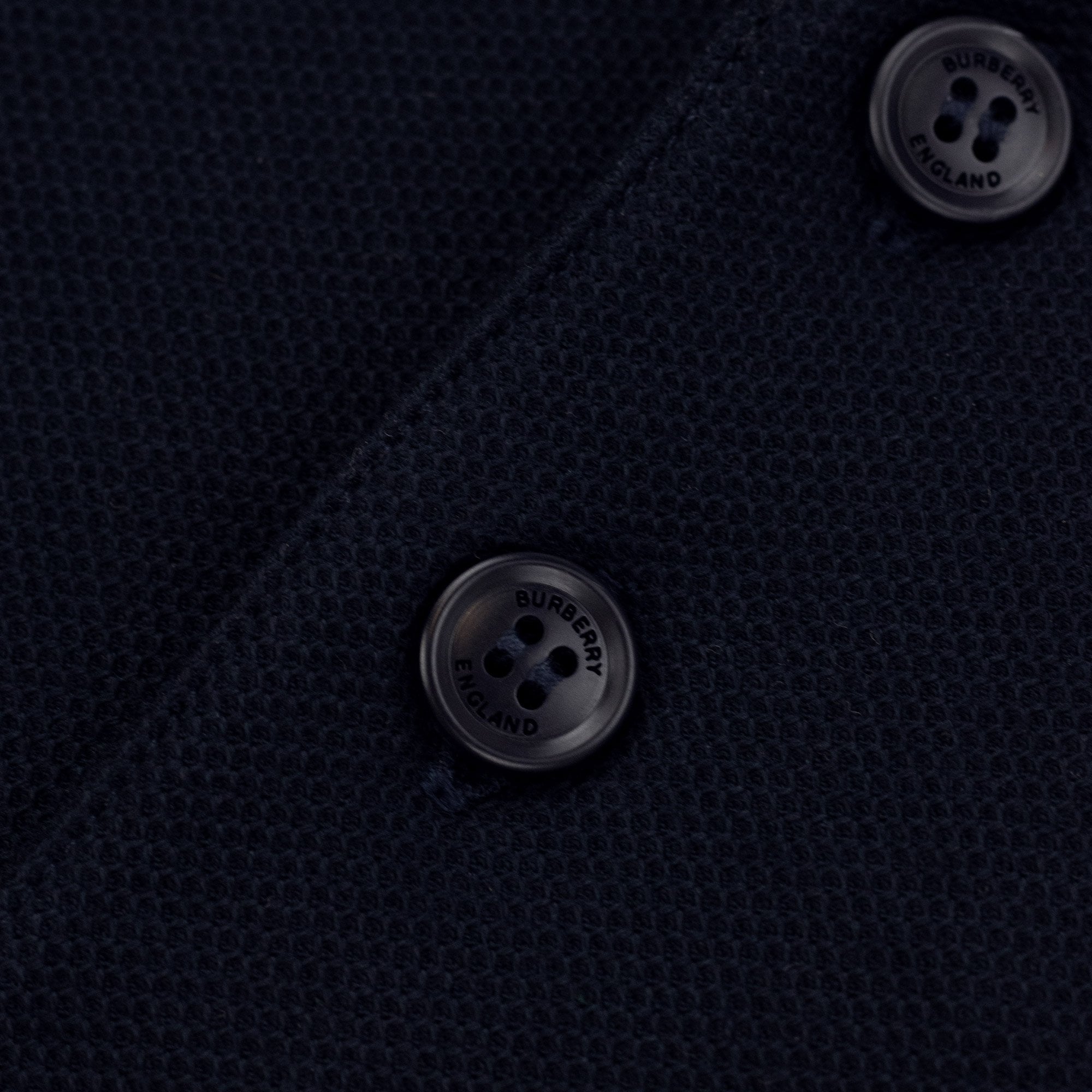 Burberry Check Collar Cotton Polo Shirt Smoked Navy