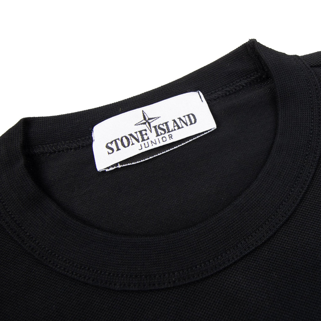 Stone Island Junior 2100001 Light Cotton Compass Patch T Shirt Black V0029