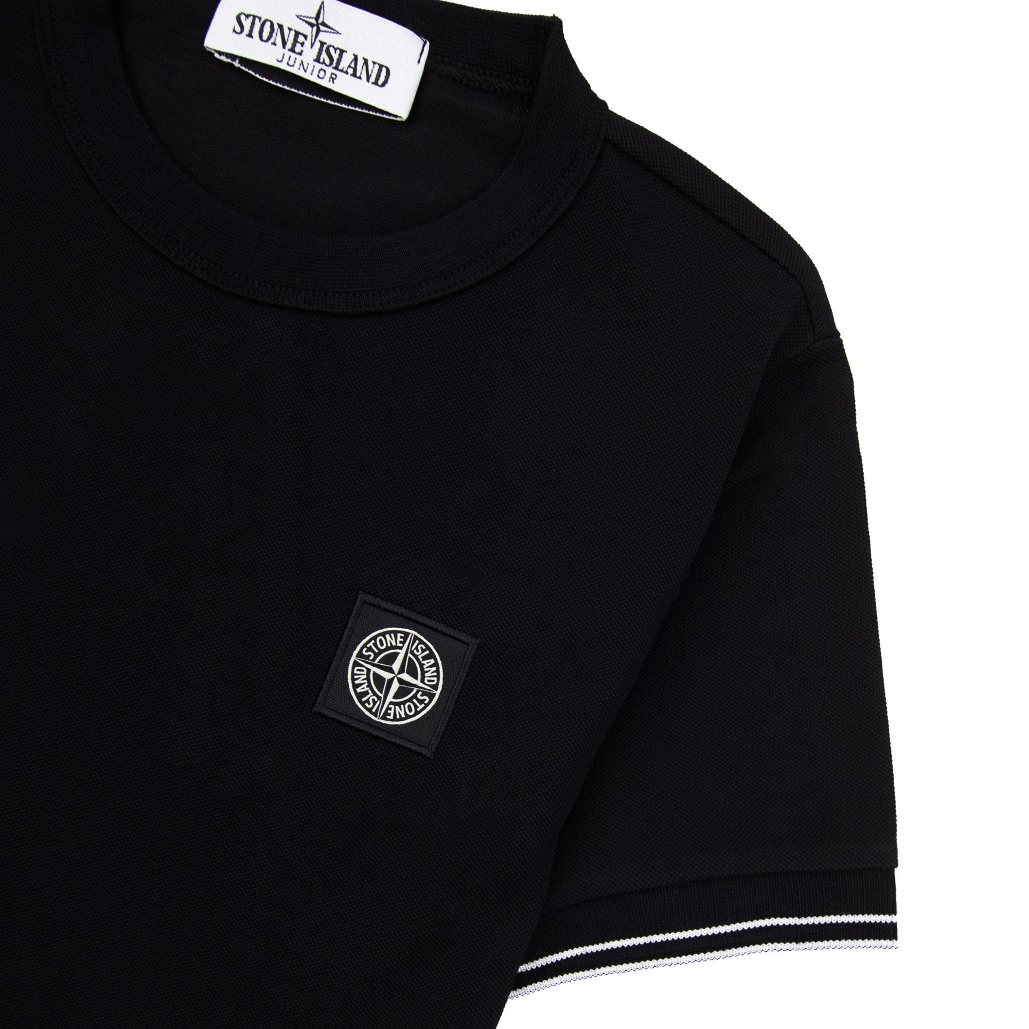 Stone Island Junior 2100001 Light Cotton Compass Patch T Shirt Black V0029