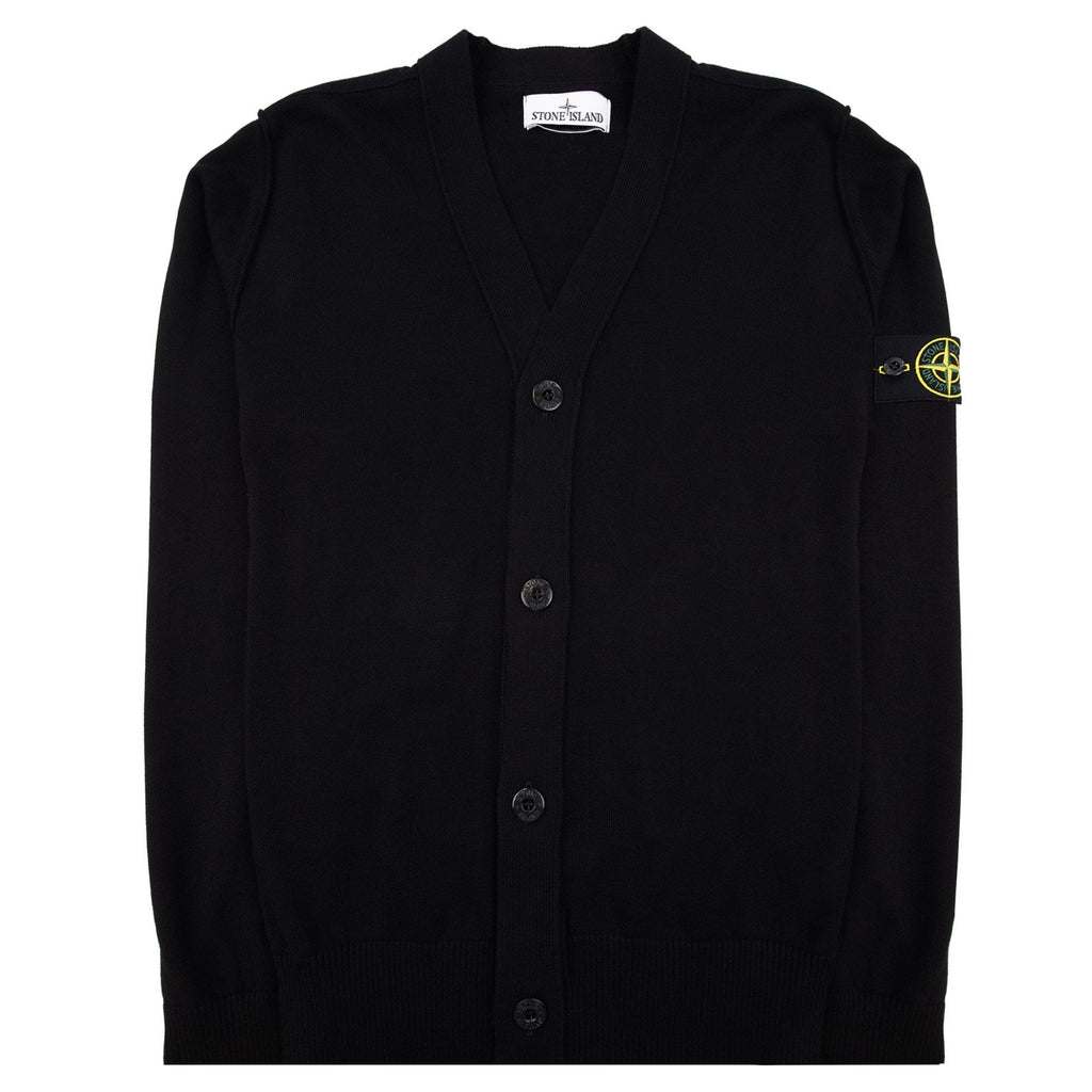 Stone Island 5100016 Soft Organic Knit Button Cardigan Black V0029