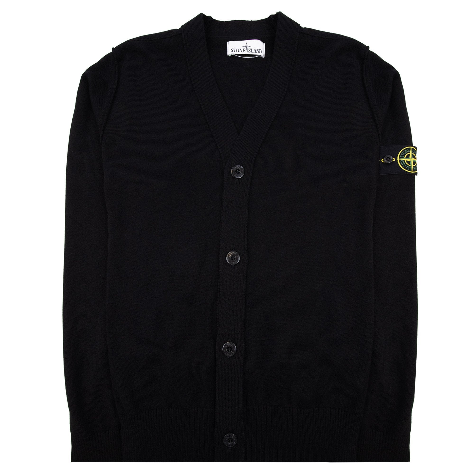 Stone Island 5100016 Soft Organic Knit Button Cardigan Black V0029