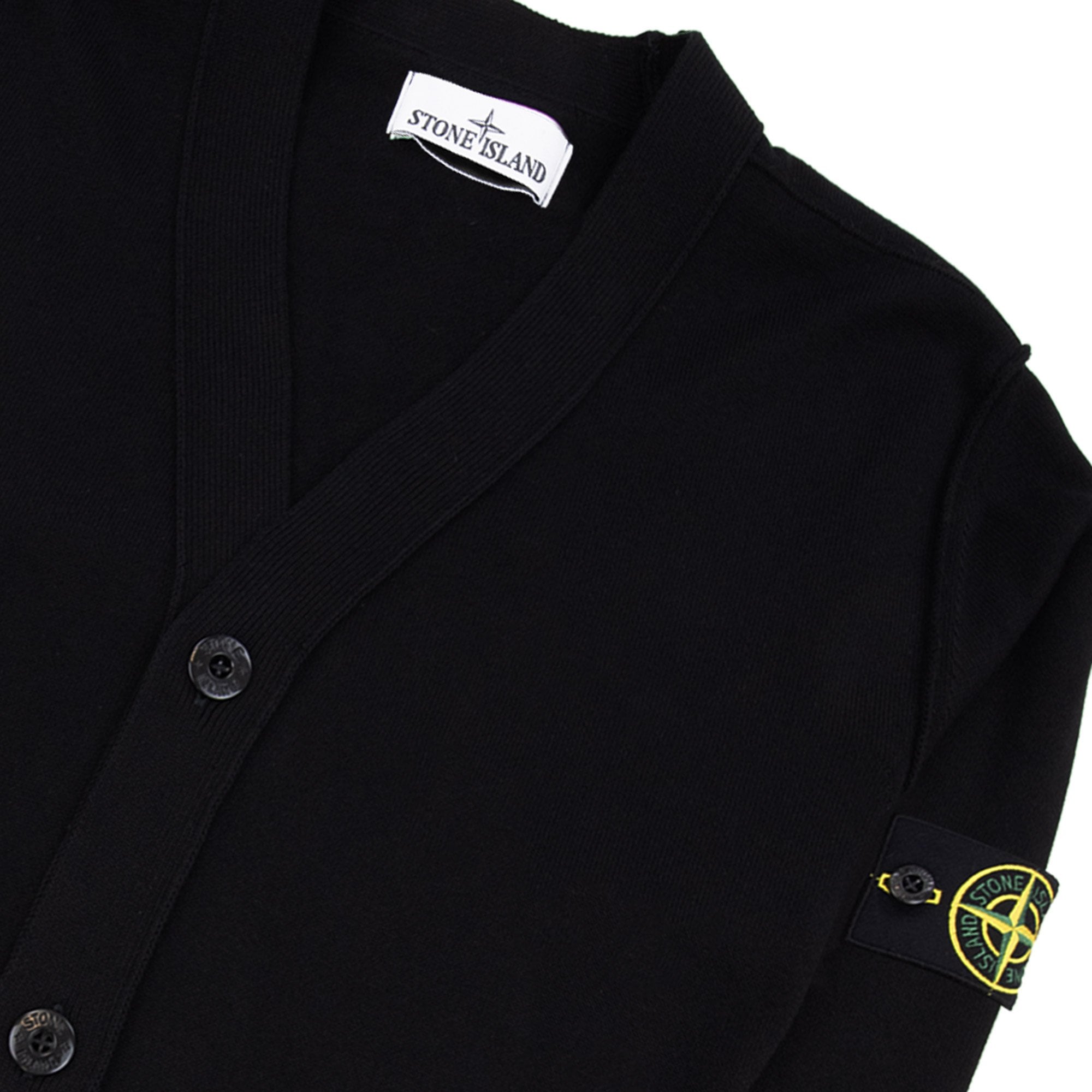 Stone Island 5100016 Soft Organic Knit Button Cardigan Black V0029