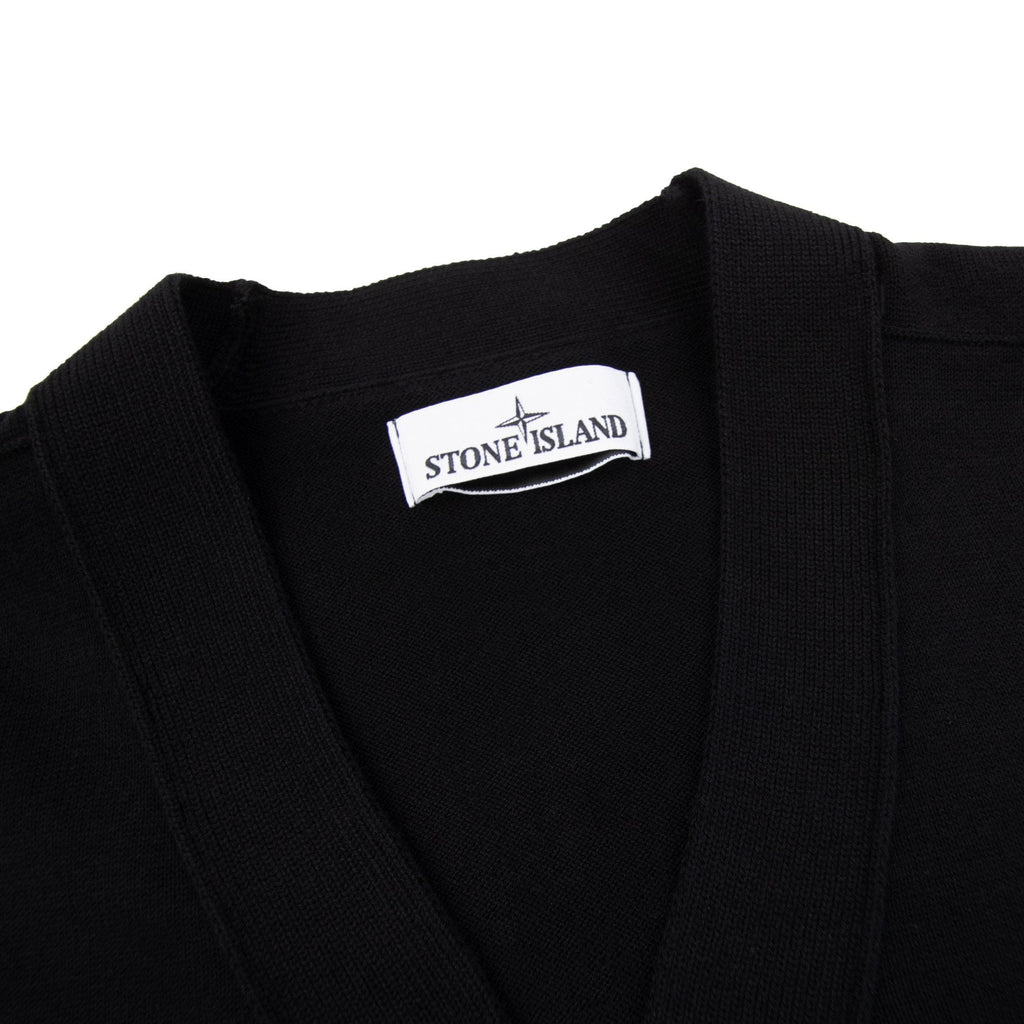 Stone Island 5100016 Soft Organic Knit Button Cardigan Black V0029