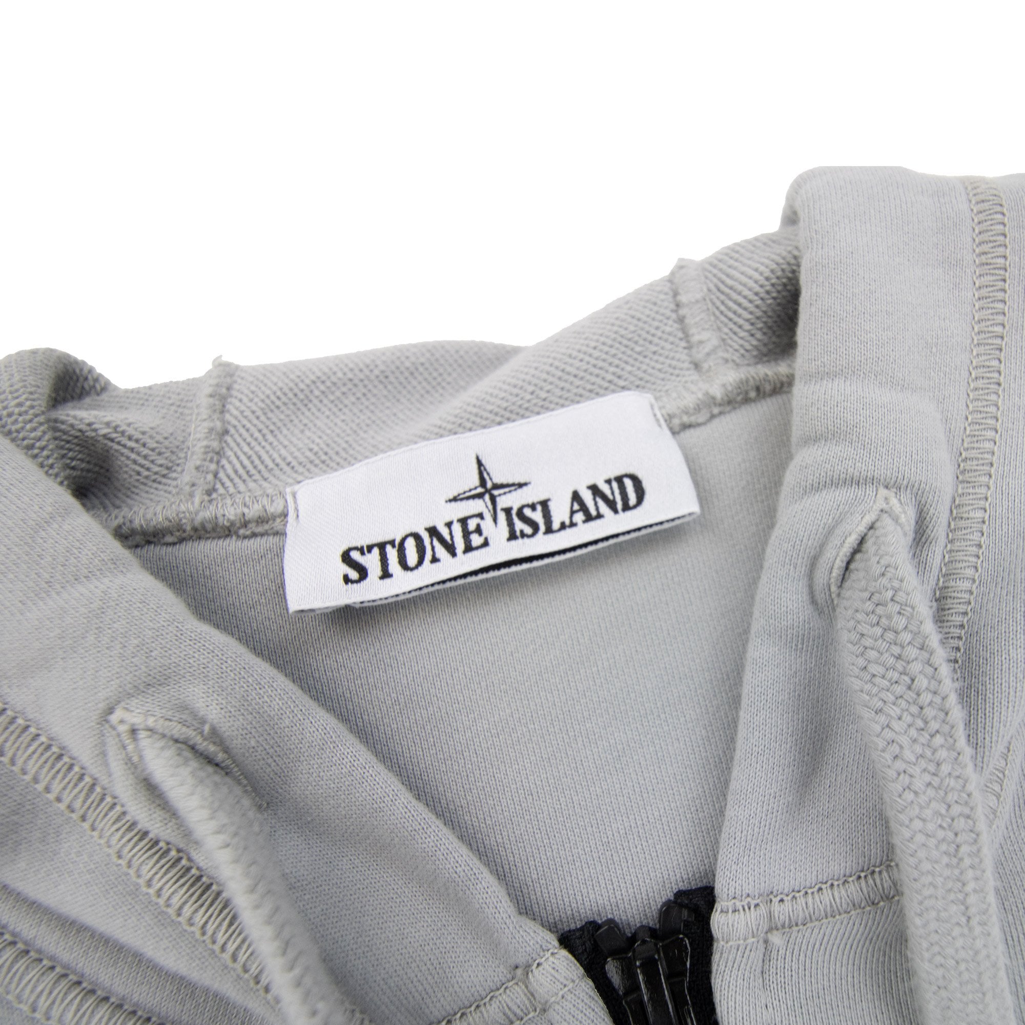 Stone Island Open Zip Up Hooded Sweatshirt Pearl Grey V0061