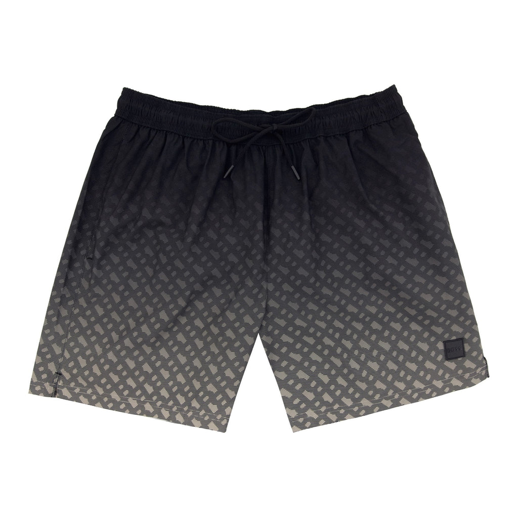 Hugo Boss Degrade Monogram Print Badge Swim Shorts Black 001