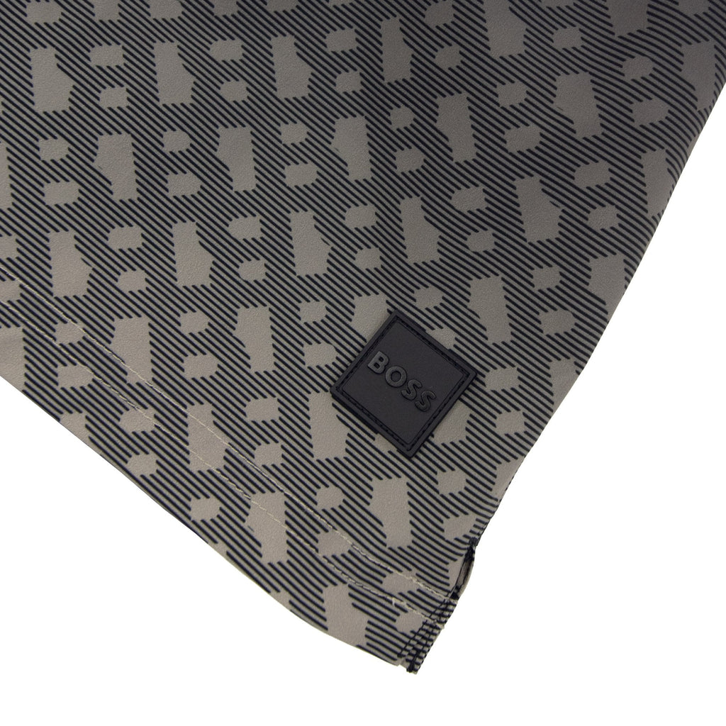 Hugo Boss Degrade Monogram Print Badge Swim Shorts Black 001