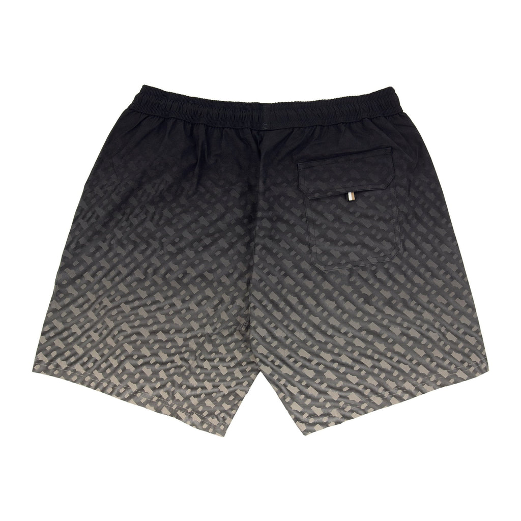 Hugo Boss Degrade Monogram Print Badge Swim Shorts Black 001