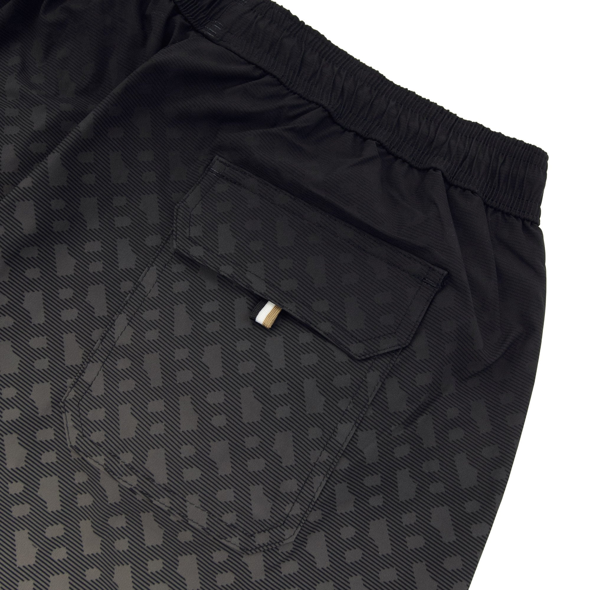 Hugo Boss Degrade Monogram Print Badge Swim Shorts Black 001