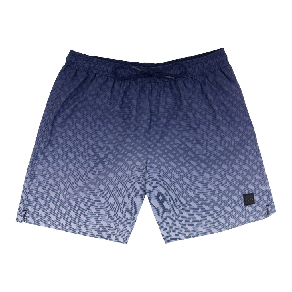 Hugo Boss Degrade Monogram Print Badge Swim Shorts Blue 413