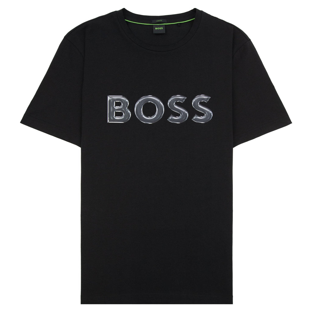 Hugo Boss Logo Print Stretch T Shirt Black 001