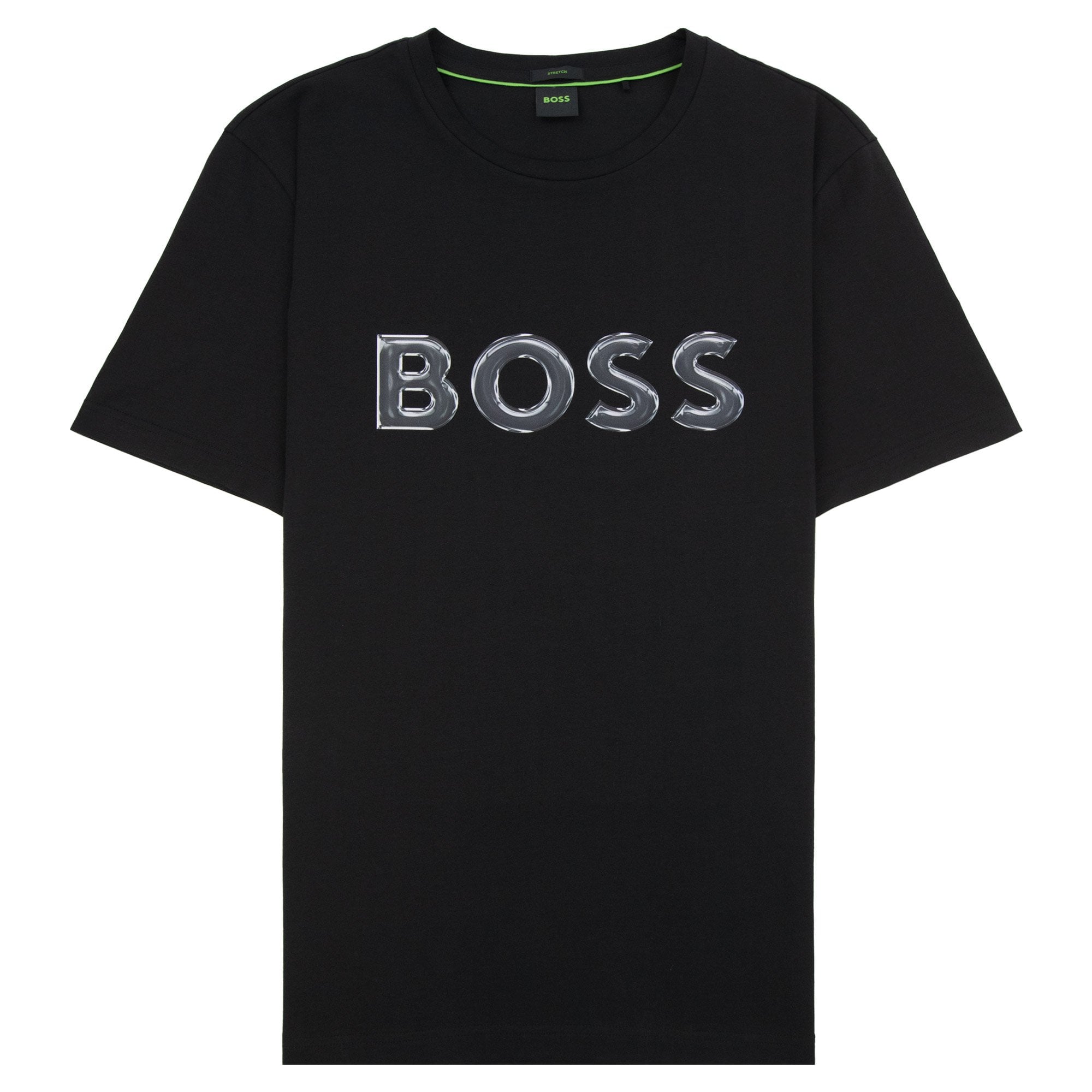 Hugo Boss Logo Print Stretch T Shirt Black 001
