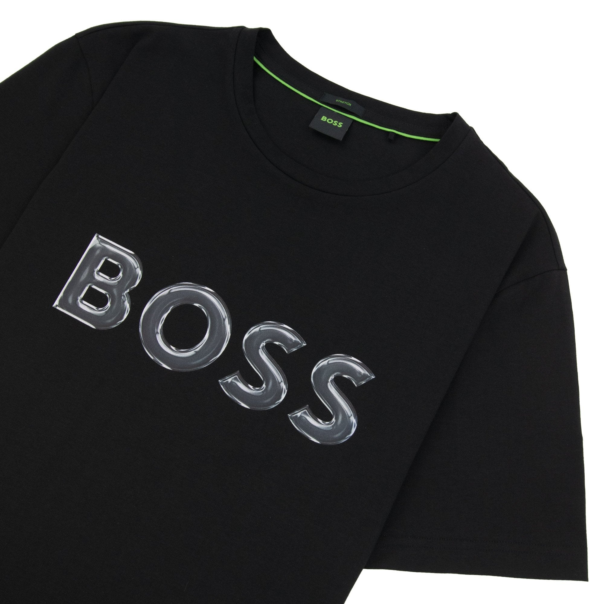 Hugo Boss Logo Print Stretch T Shirt Black 001