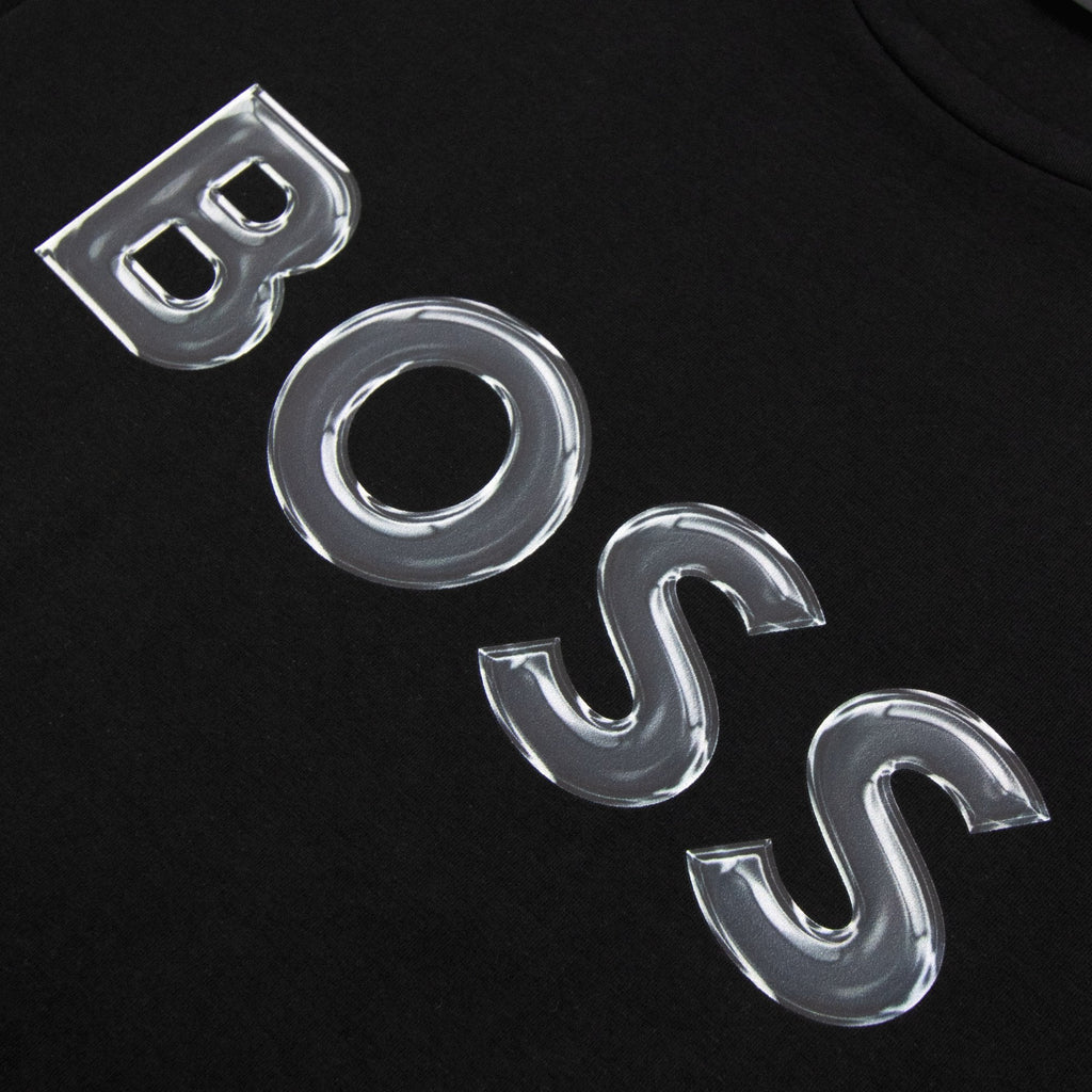 Hugo Boss Logo Print Stretch T Shirt Black 001