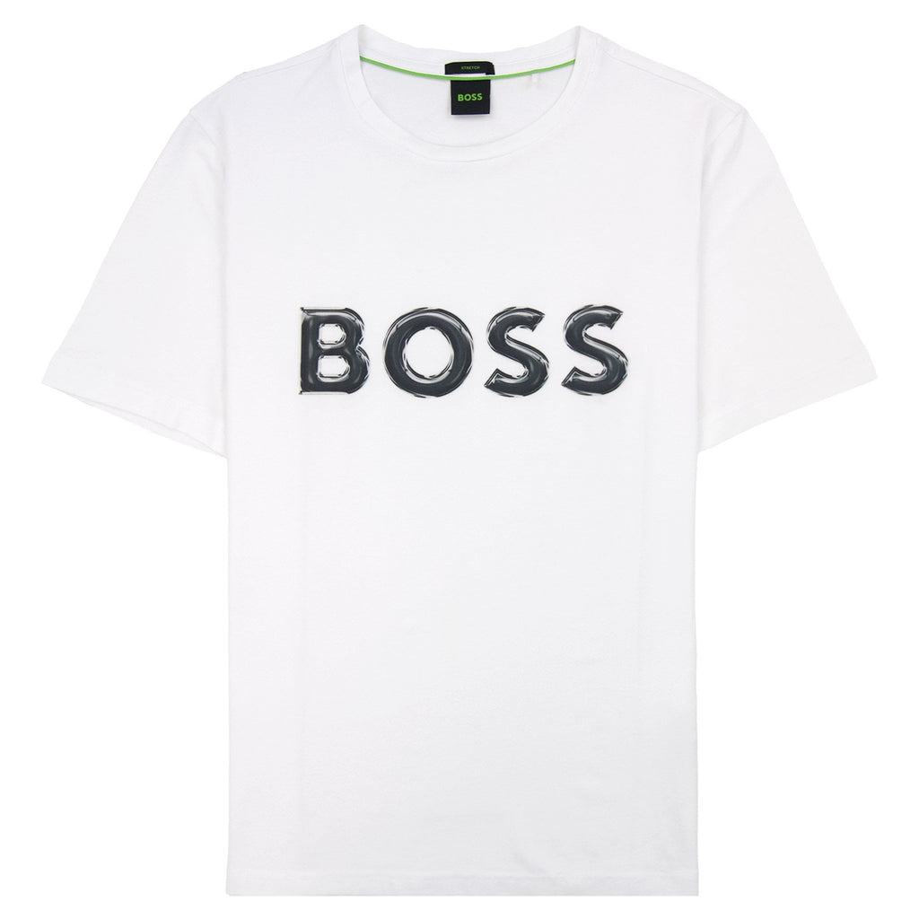 Hugo Boss Logo Print Stretch T Shirt White 100