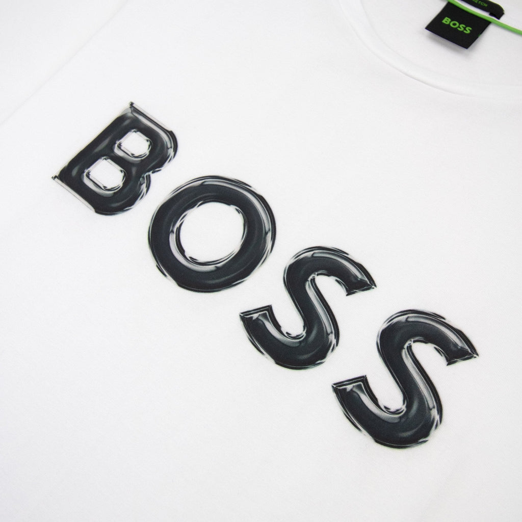 Hugo Boss Logo Print Stretch T Shirt White 100