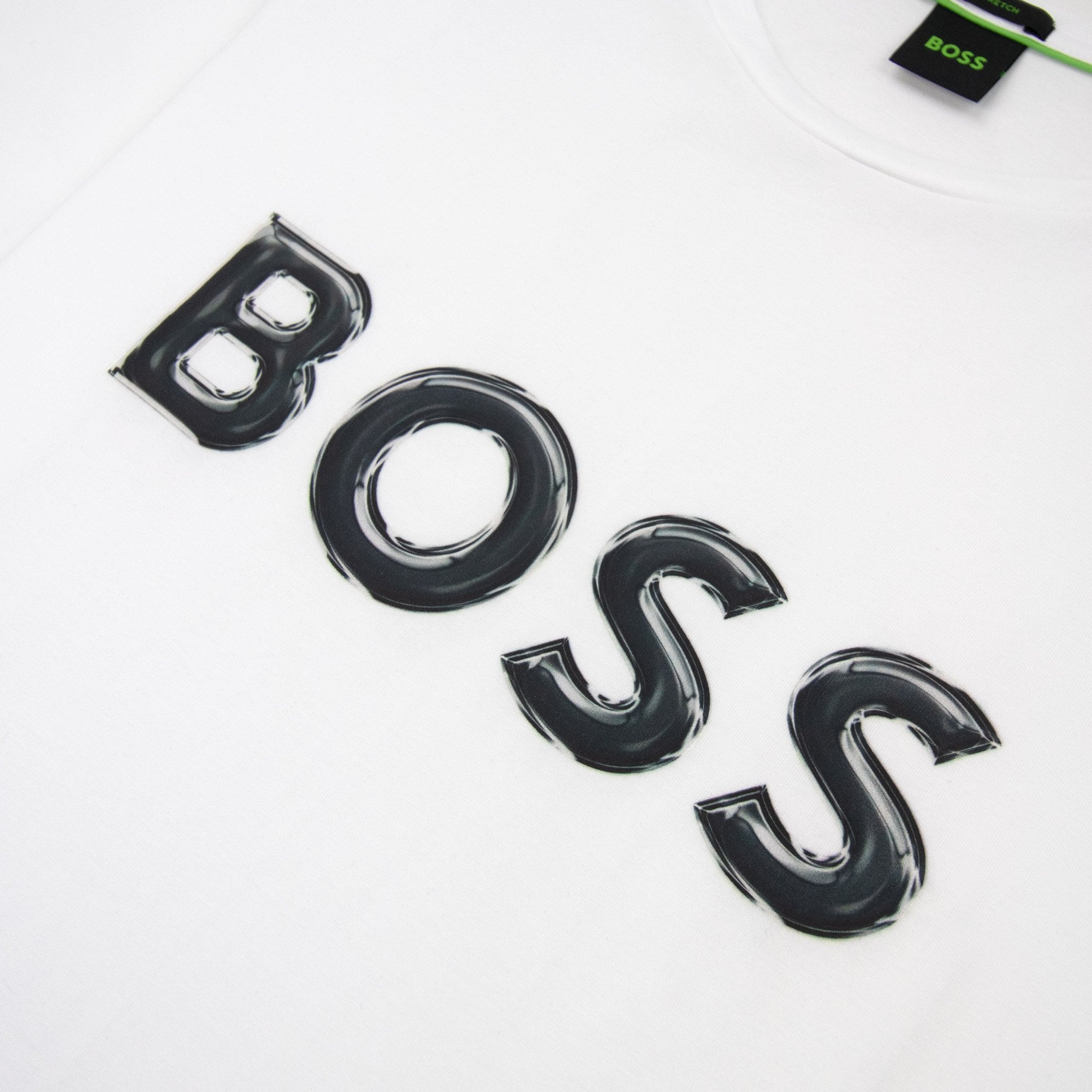 Hugo Boss Logo Print Stretch T Shirt White 100