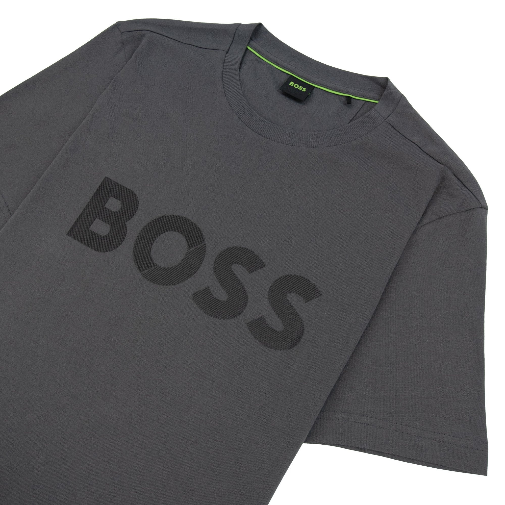 Hugo Boss Tape Logo Tee T Shirt Grey 027