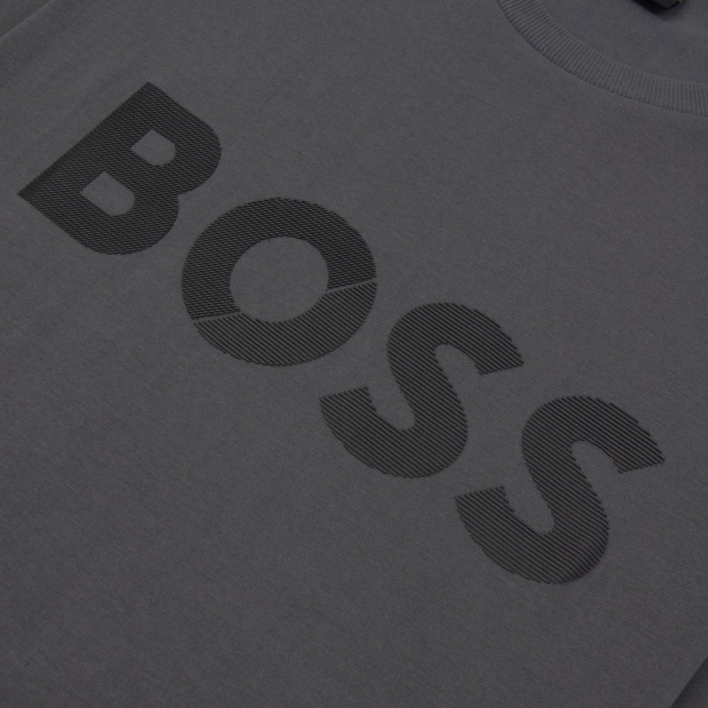 Hugo Boss Tape Logo Tee T Shirt Grey 027