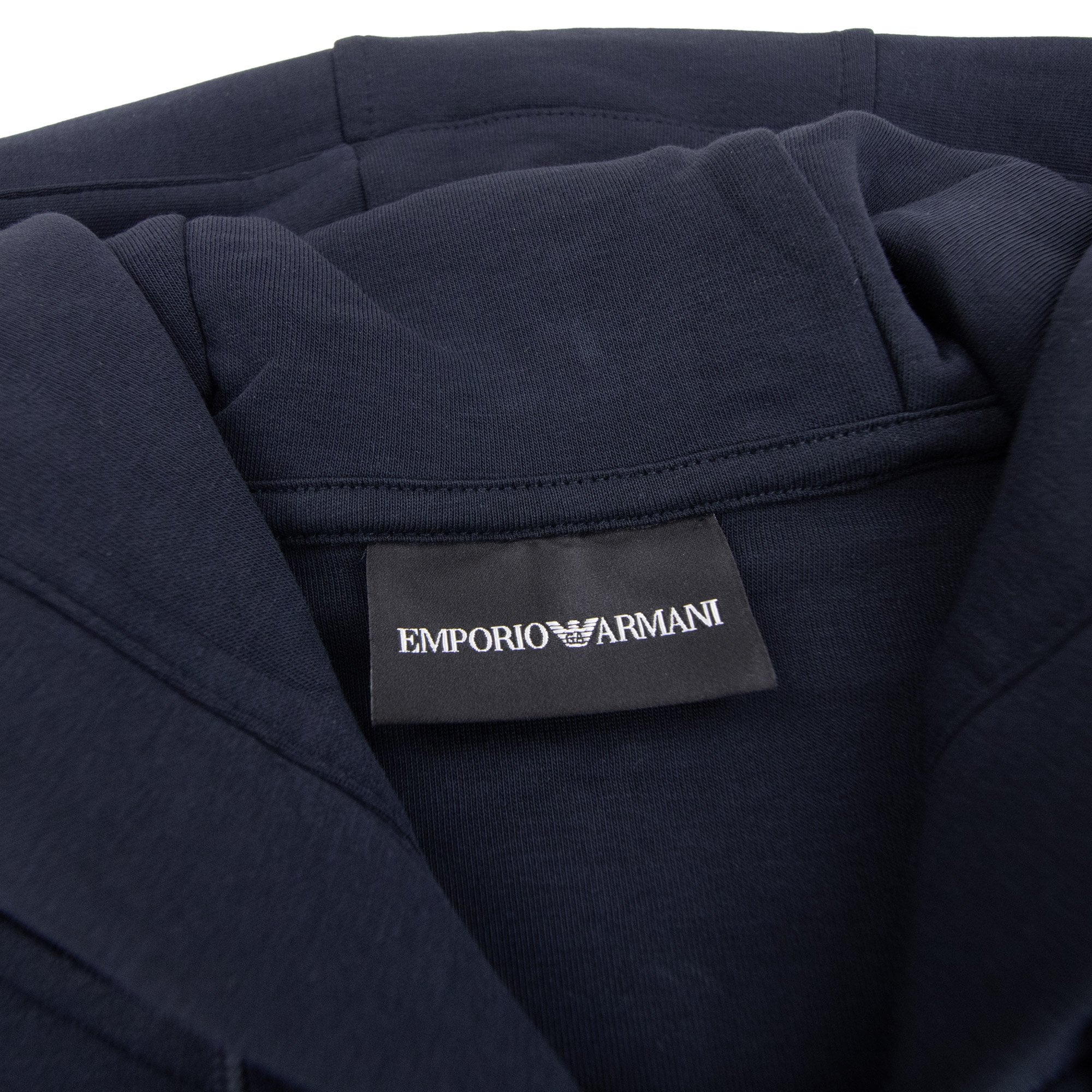 Emporio Armani Double-jersey Zip-up Hooded Sweatshirt With Embossed Embroidered Ea Logo Blue Navy