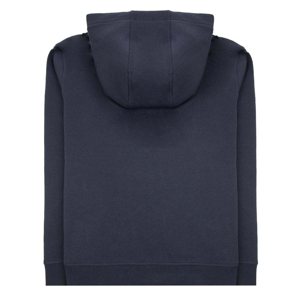 Emporio Armani Double-jersey Zip-up Hooded Sweatshirt With Embossed Embroidered Ea Logo Blue Navy