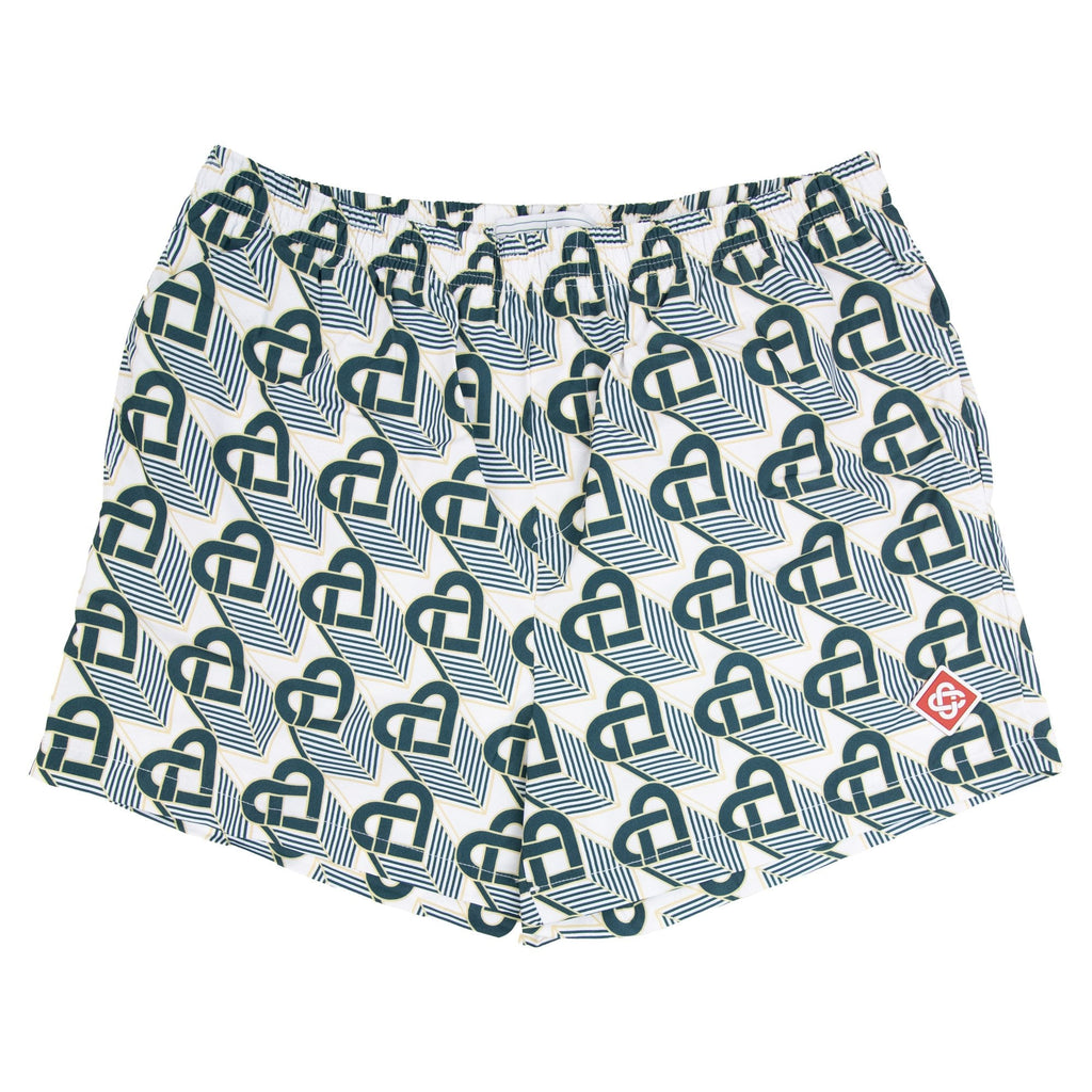 Casablanca Heart Monogram Printed Swim Shorts Green