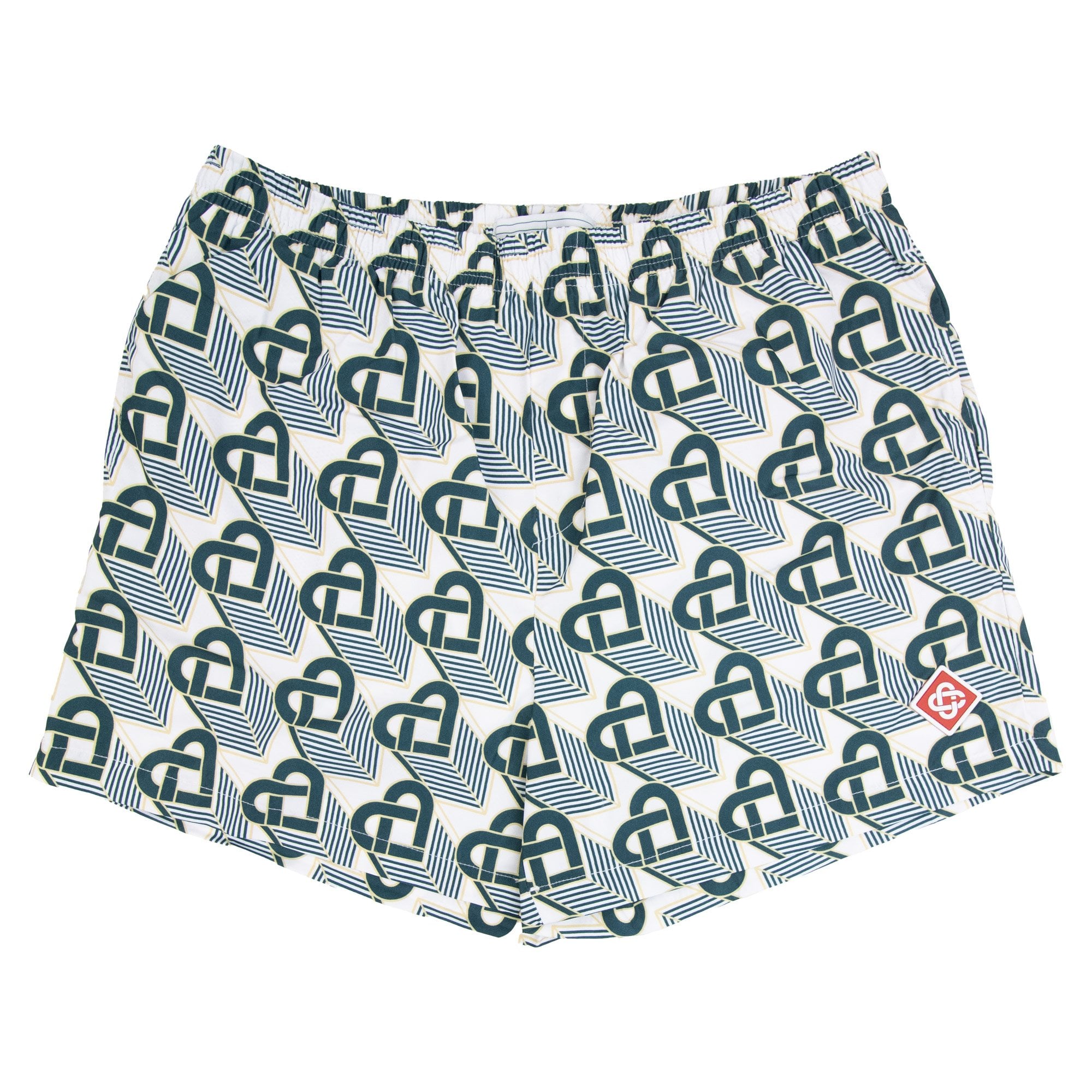 Casablanca Heart Monogram Printed Swim Shorts Green