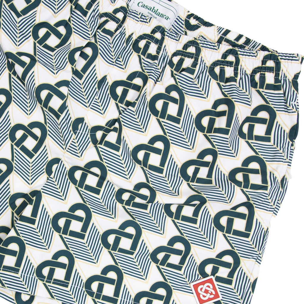 Casablanca Heart Monogram Printed Swim Shorts Green