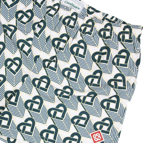 Casablanca Heart Monogram Printed Swim Shorts Green